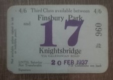 London Passenger Transport Board Third Class Season Vintage Train Ticket 1937