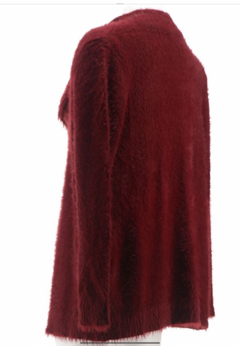 NEW Colleen Lopez Sz XL Waterfall Sweater / JACKET Knit Cardigan WINE RED SZ XL - Picture 4 of 6