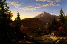 THE HUNTER'S RETURN AMERICAN LANDSCAPE 1845 PAINTING BY THOMAS COLE REPRO 