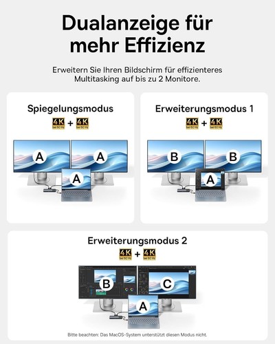 aseus 10-in-1 Docking Station USB C 10 Gbps Up to 4K@120 Hz - Bild 4 von 9