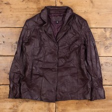 Vintage Jaclyn Smith Leather Jacket L 90s Blazer Purple Womens Button