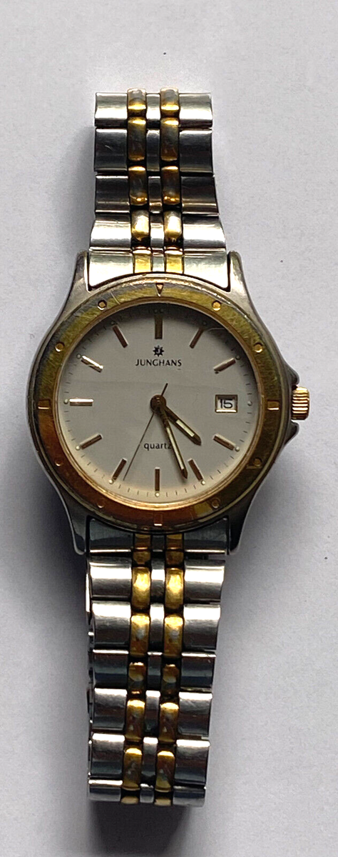 Junghans Quartz Herrenuhr Datum Vintage Batterie neu Werk läuft