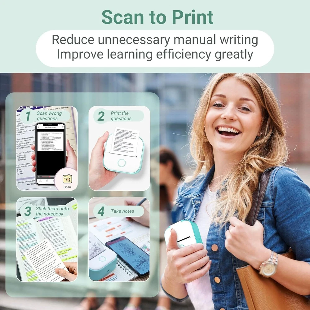 Phomemo T02 Mini Thermal Photo Printer Wireless Bluetooth Label Maker Inkless
