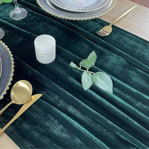 Elegant Velvet Table Runner Set - 20x120 Inches, Machine Washable, 10ft Coverage - Picture 7 of 9