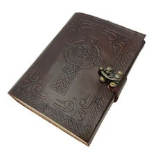 Lockable Embossed Leather Journal - Writing or Drawing Notebook