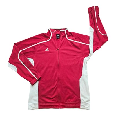Adidas Climalite Track Jacket Long Sleeve Full Zip Red White Size Large Logo