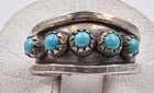 Vintage Sterling Silver & Blue Turquoise color stone ladies band ring size 7