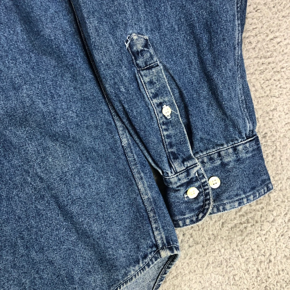 Camisa GAP Vintage Hombres Grande Azul Denim Heritage Ropa de Trabajo Relajada Y2K Manga Larga Foto 4 de 4