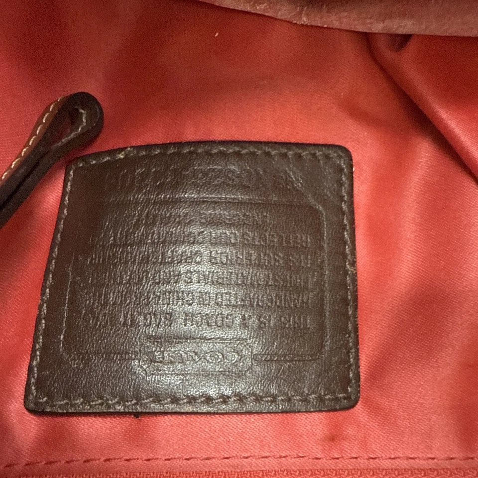 Y2K vintage Coach Carly Signature Khaki Canvas & Brown Leather Shoulder Bag - Image 3 of 4