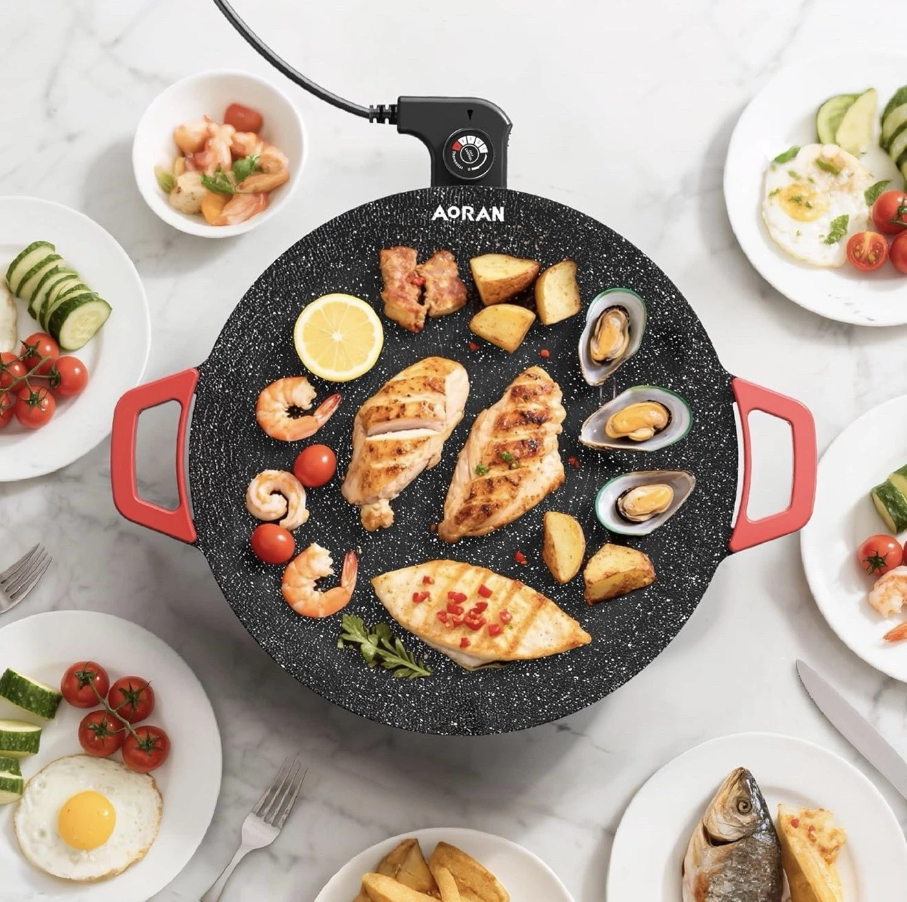AORAN Kitchen Nonstick Electric Indoor Smokeless Grill/Griddle - NEW* 14 In