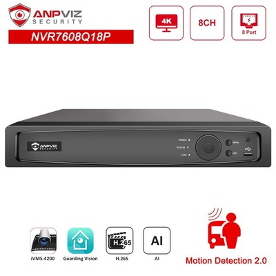 Anpviz 8 Channel 8CH 2TB POE NVR Network Video Recorder for Home Camera System