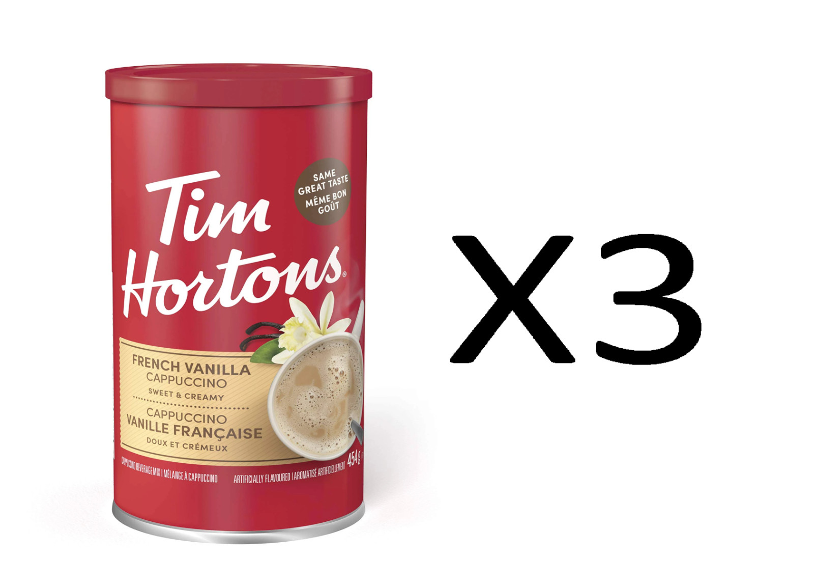3 X Tim Hortons French Vanilla Instant Cappuccino 454g /16oz