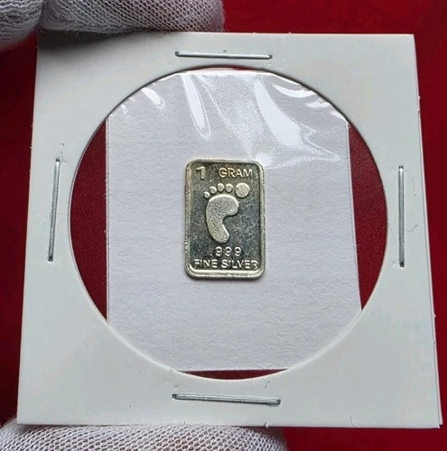 BIGFOOT PRINT - 1 Gram .999 Fine Pure Silver Bullion Mini Art Proof Bar Ingot