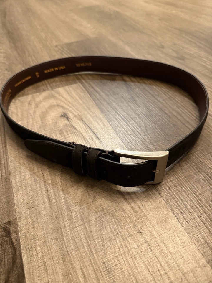 Allen Edmonds Olive Suede Belt size 34 - Image 2 of 4