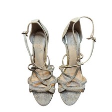 Jewel Badgley Mischka Shoes Womens Size 8 Gold Glitter Strappy Stiletto Sandals
