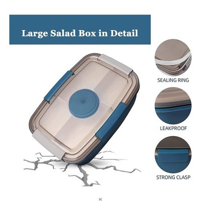 2000ml 2-stöckige Brotdose mit Fächern für Erwachsene Salatbox Lunchbox
