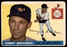 1955 Topps #113  HARRY BRECHEEN  Co  Baltimore Orioles  (b)  VG+