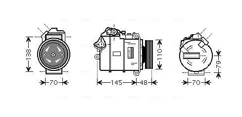 Compresseur de climatisation R 134a BWAK317 AVA QUALITY COOLING pour BMW 7 5 - Photo 1/4