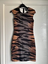 Alexander McQueen McQ Bodycon Dress Size S 10 Tiger 🐅 & check print