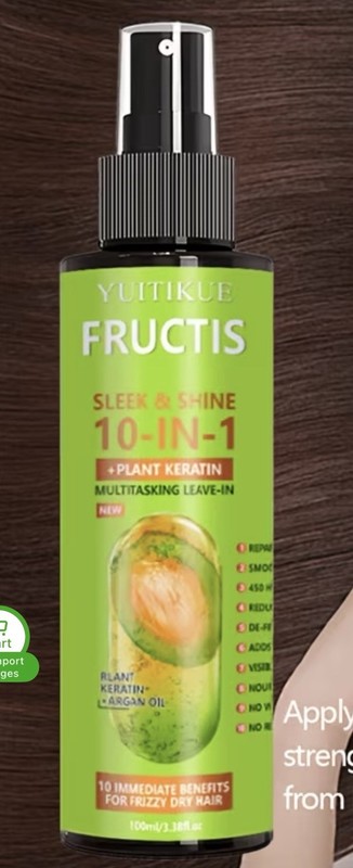 Fructis Leave-In Conditioner Sleek and Shine, Plant Keratin