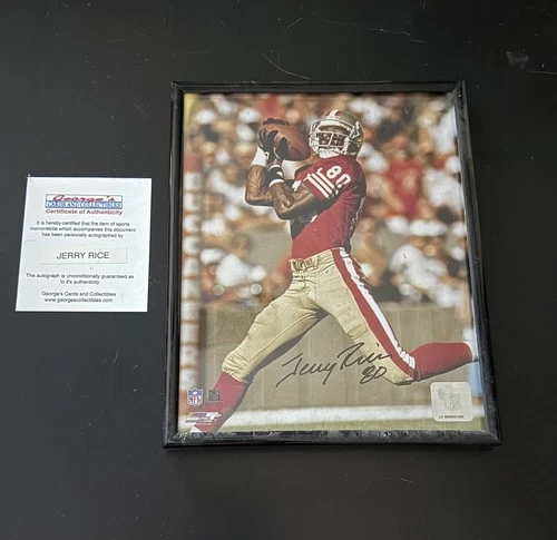 JERRY RICE SIGNED SAN FRANCISCO 49ERS FRAMED 8X10 PHOTO