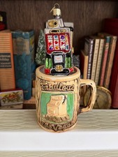Vintage Las Vegas Slot Machine Mug + Old World Christmas Slot Machine Ornament