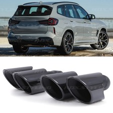 REAR EXHAUST TAILPIPE PAIR GLOSS BLACK TAIL PIPE FOR BMW X3 G01 M40i/d 30d 18-21