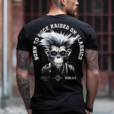 Stuff-Box Herren Rundhals kurzarm Baumwolll Shirt Shirt Born to Rock 1055