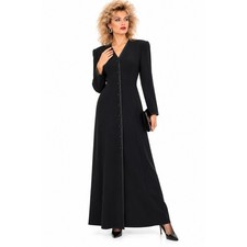 Vintage 1980s Ellen Tracy Linda Allard Black Maxi Coat Dress NWT Size 6