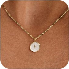 Cross Necklace for Women,14k Dainty Gold Plated Cross Necklaces Simple Pendant N