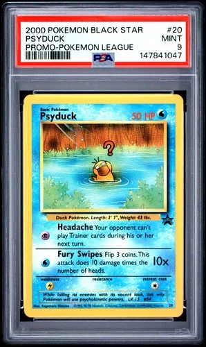 2000 POKEMON PROMO BLACK STAR POKEMON LEAGUE #20 PSYDUCK PSA 9