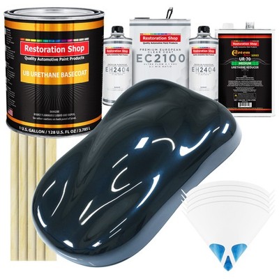 Dark Midnight Blue Pearl Urethane Auto Paint Gallon Kit & European Clear Coat