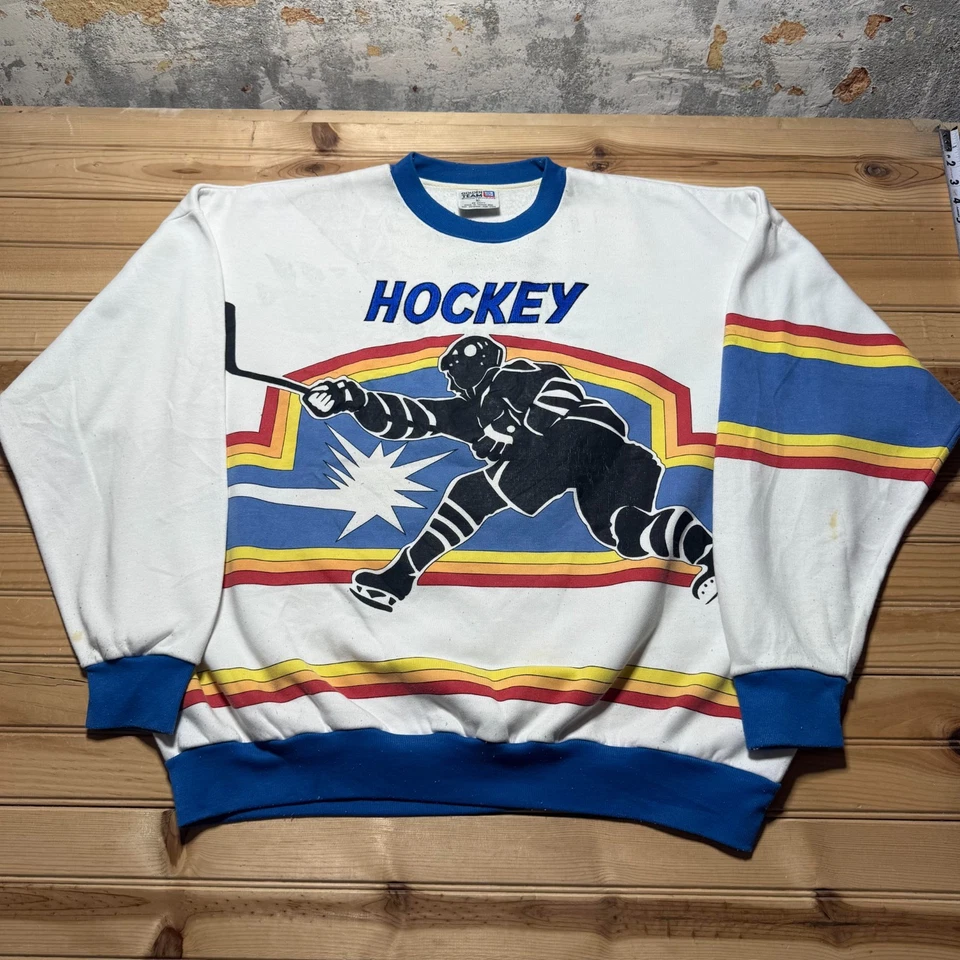 Винтажный 90-х хоккей чемпионата мира НХЛ графический Crewneck пуловер толстовка - размер XL - Изображение 2 из 4