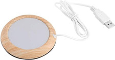 USB Cup Warmer Coaster Coffee Mug Warmer for Desk, Heating Pad Desktop Wood Grai