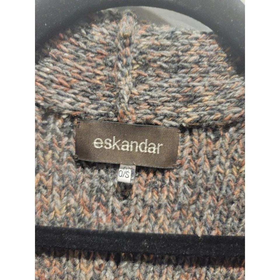 Eskandar Cardigan Knit Wool Cashmere Sweater Sz OSBrown Gray Orange - Image 4 of 4
