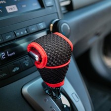 Leather Anti-Slip Gear Shift Knob Cover Protector, Universal Color: Black Red