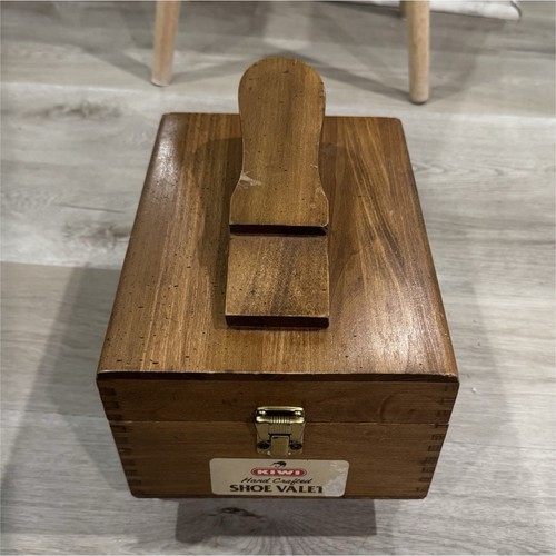 Kiwi Wooden Shoe Valet Box with Brushes, Polish, Cloths & Shoe Care Supplies