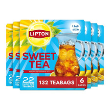 Lipton Family-Sized Black Iced Tea Bags, Southern Sweet Tea 22 Ct Pack of 6