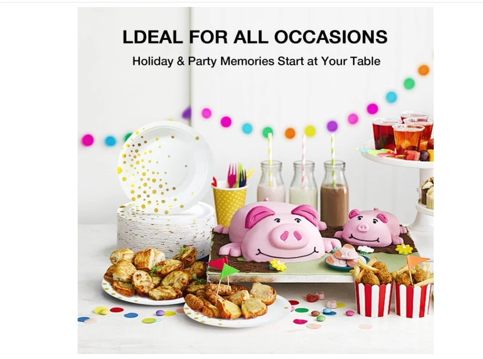 50 piezas platos de postre de 7 pulgadas suministros de fiesta de alta resistencia Foto 2 de 4