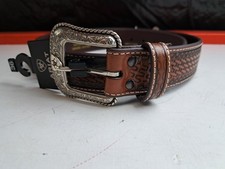 Ariat Men  s 1-1/2 Basket Stitch Tooling Round Concho Western Belt, Size 36