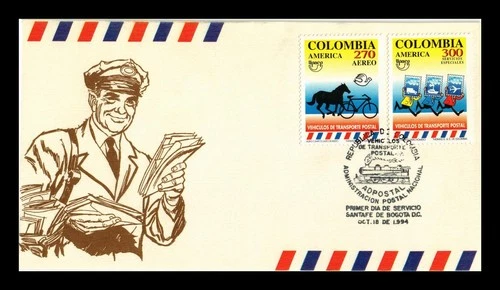 Dr Jim Stamps Columbia FDC Mail Transportation Vehicles Air Mail 2v Set 1994
