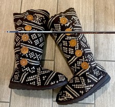MukLuks Women's Sz 9 Sweater Knit Brown 5 Button Cushion Tall Winter Boots