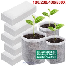 Plant Nursery Grow Bags 100-500Pcs, Non-Woven Biodegradable Seedling Starter Bag