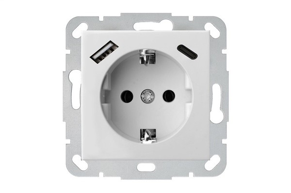 Liregus Epsilon Steckdose USB A+C Weiß Unterputz Mit Erdung 1Fach 16A 250V-image