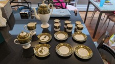 Wedgwood Florentine Arras Green W4170 Coffee Service Set slight damage