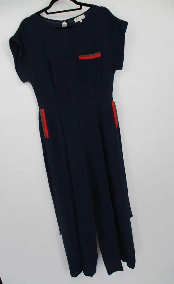 Mono para mujer Monteau grande elástico azul marino recto manga corta tejido Foto 2 de 4