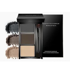 Three-Color Waterproof Eyebrow Powder Kit 02 Brown, Light Brown, Skin Tone