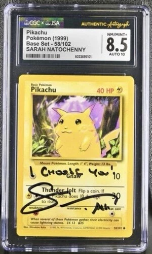 Pikachu Base Set - SIGNED - Sarah Natochenny - CGC 8.5 - CGC/AUTO Verified