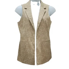 Estelle and Finn Women's Size 10 Beige Print Sheer Back Vest
