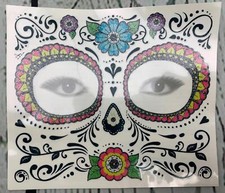 Glitter Red Roses Day of the Dead Sugar Skull Temporary Face Tattoo Kit